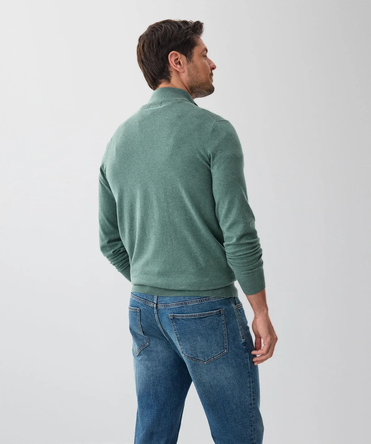 Quarter-Zip Sweater – Men's Heather Cotton Pullover