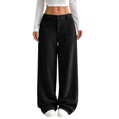Women's Wide Leg Corduroy Pants – High Waist Casual Trousers