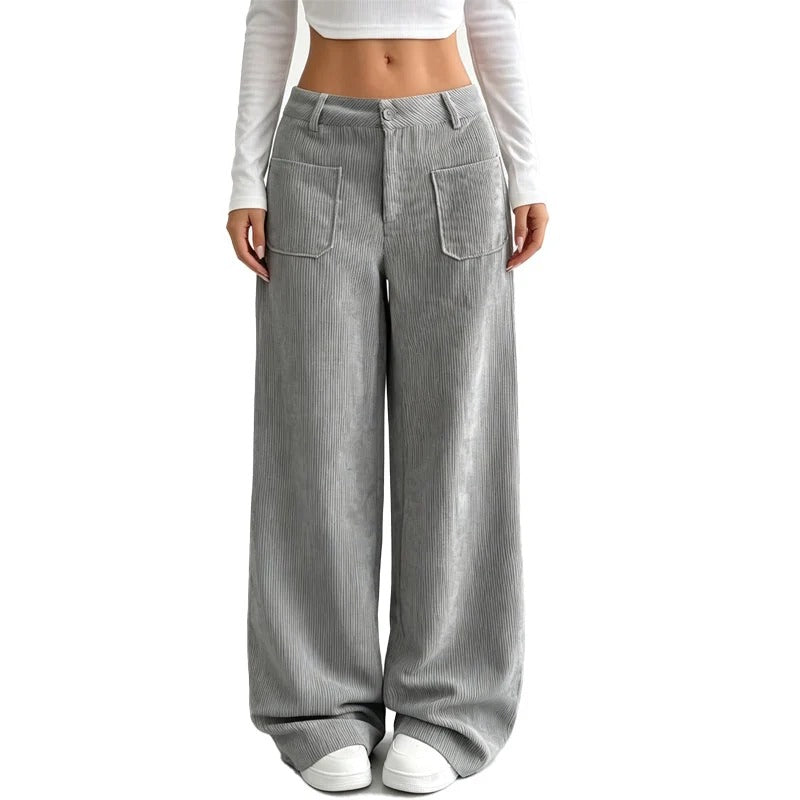 Women's Wide Leg Corduroy Pants – High Waist Casual Trousers