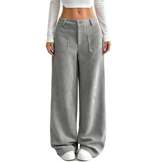 Women's Wide Leg Corduroy Pants – High Waist Casual Trousers