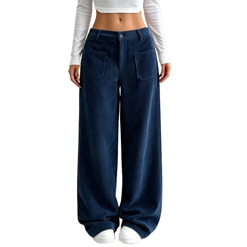 Women's Wide Leg Corduroy Pants – High Waist Casual Trousers