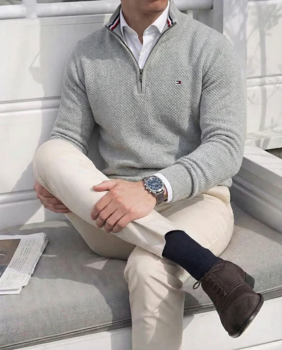 Men’s Premium Half-Zip Knit Sweater – Modern Comfort & Timeless Style