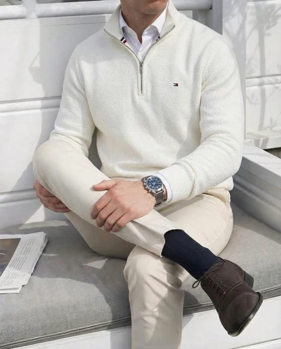 Men’s Premium Half-Zip Knit Sweater – Modern Comfort & Timeless Style