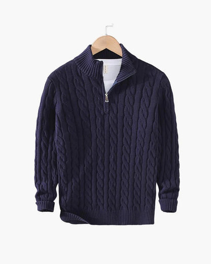 Men’s Premium Cable Knit Half-Zip Sweater – Classic Comfort & Modern Style