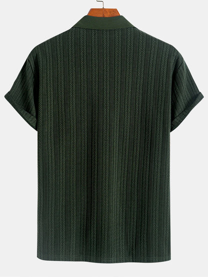Men’s Textured Zip Polo – Premium Short Sleeve Casual Shirt