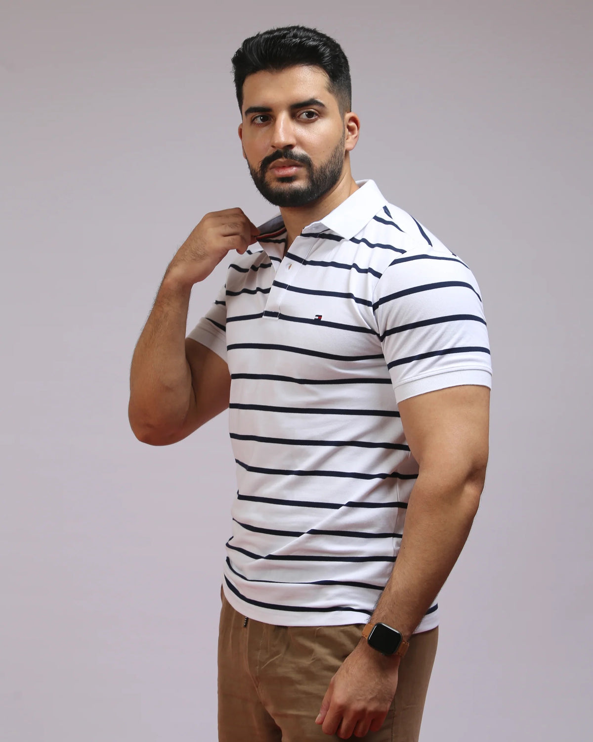 Men’s Premium Striped Polo Shirt – Casual Elegant Slim Fit