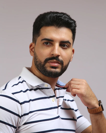 Men’s Premium Striped Polo Shirt – Casual Elegant Slim Fit