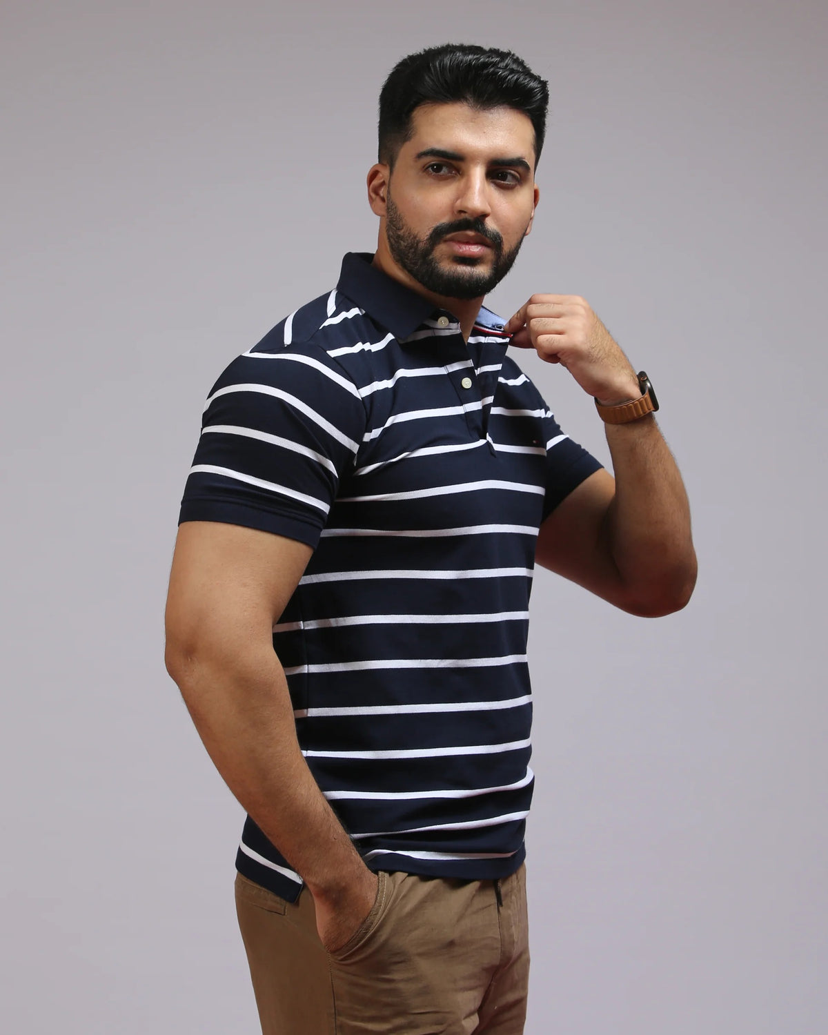 Men’s Premium Striped Polo Shirt – Casual Elegant Slim Fit