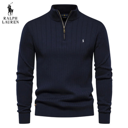 Men’s Elegant Half-Zip Pullover – Casual Long Sleeve Sweater