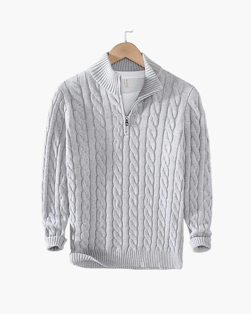 Men’s Premium Cable Knit Half-Zip Sweater – Classic Comfort & Modern Style
