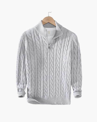 Men’s Premium Cable Knit Half-Zip Sweater – Classic Comfort & Modern Style