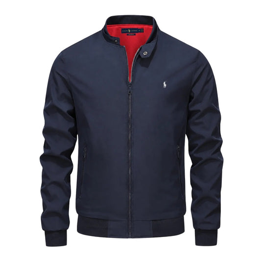 Bomber Jacket – Men's Navy Harrington Jacket with Zip Front