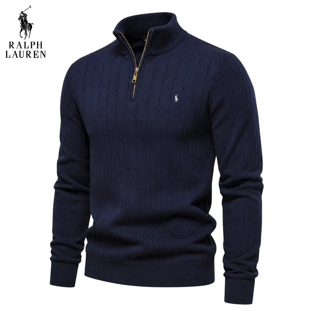 Men’s Elegant Half-Zip Pullover – Casual Long Sleeve Sweater