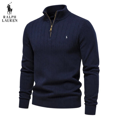 Men’s Elegant Half-Zip Pullover – Casual Long Sleeve Sweater