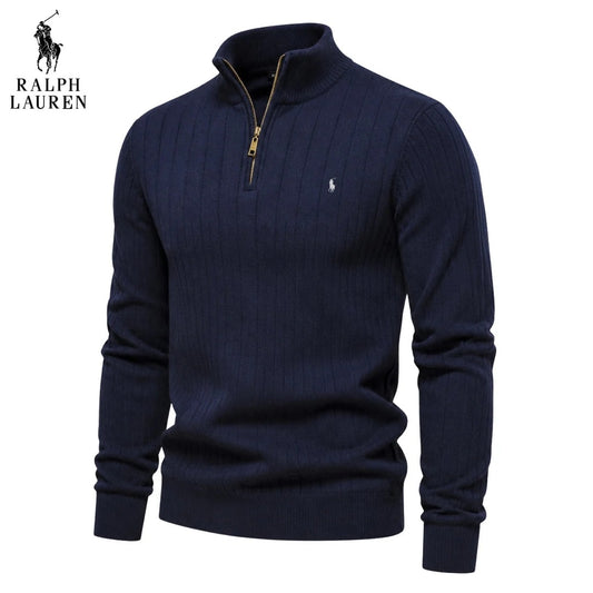 Men’s Elegant Half-Zip Pullover – Casual Long Sleeve Sweater