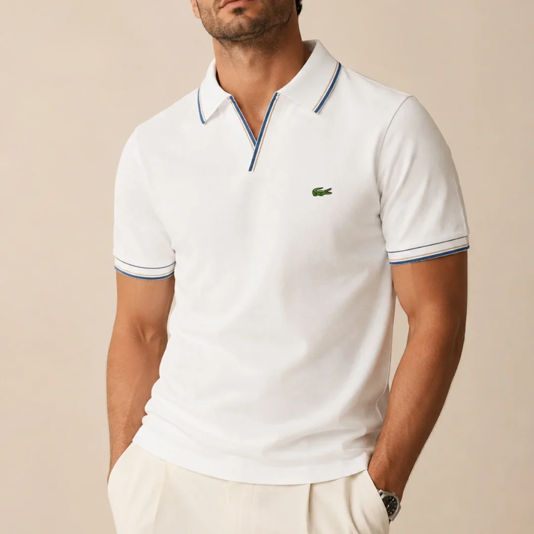 Men’s Premium Contrast Trim Polo Shirt – Short Sleeve Casual Top