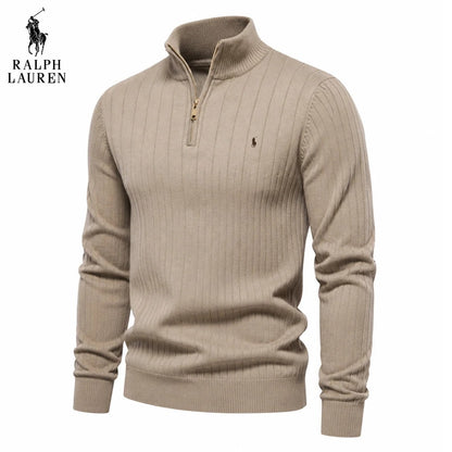 Men’s Elegant Half-Zip Pullover – Casual Long Sleeve Sweater