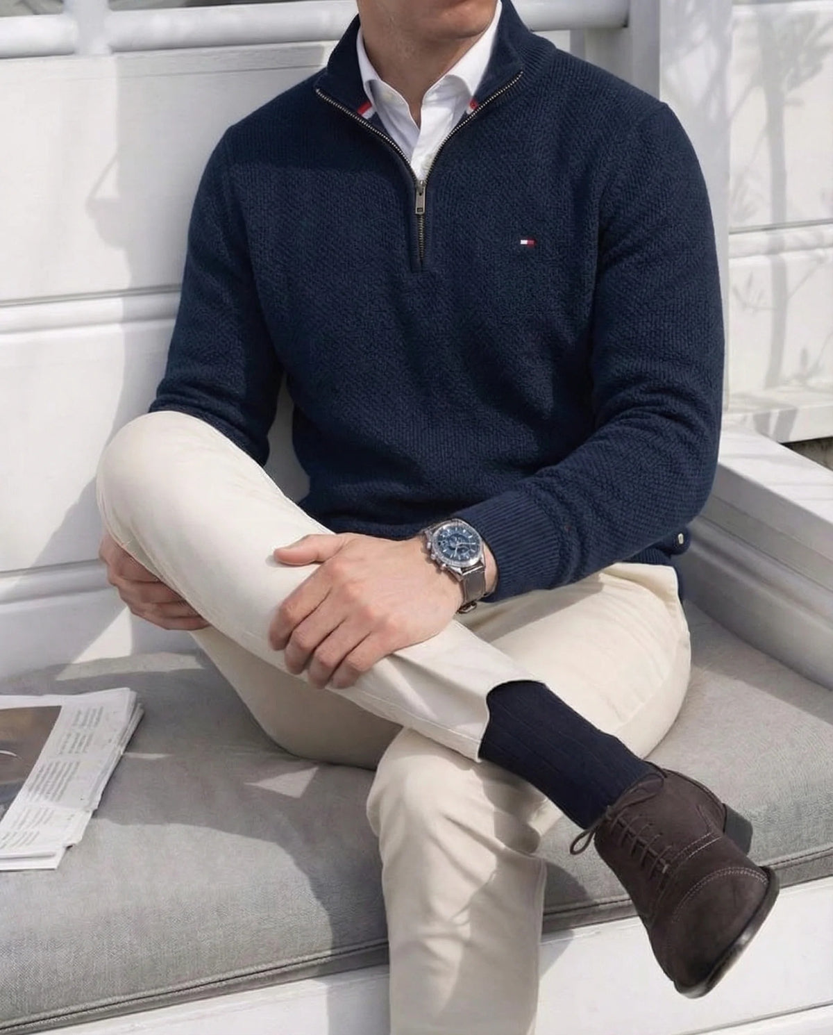 Men’s Premium Half-Zip Knit Sweater – Modern Comfort & Timeless Style