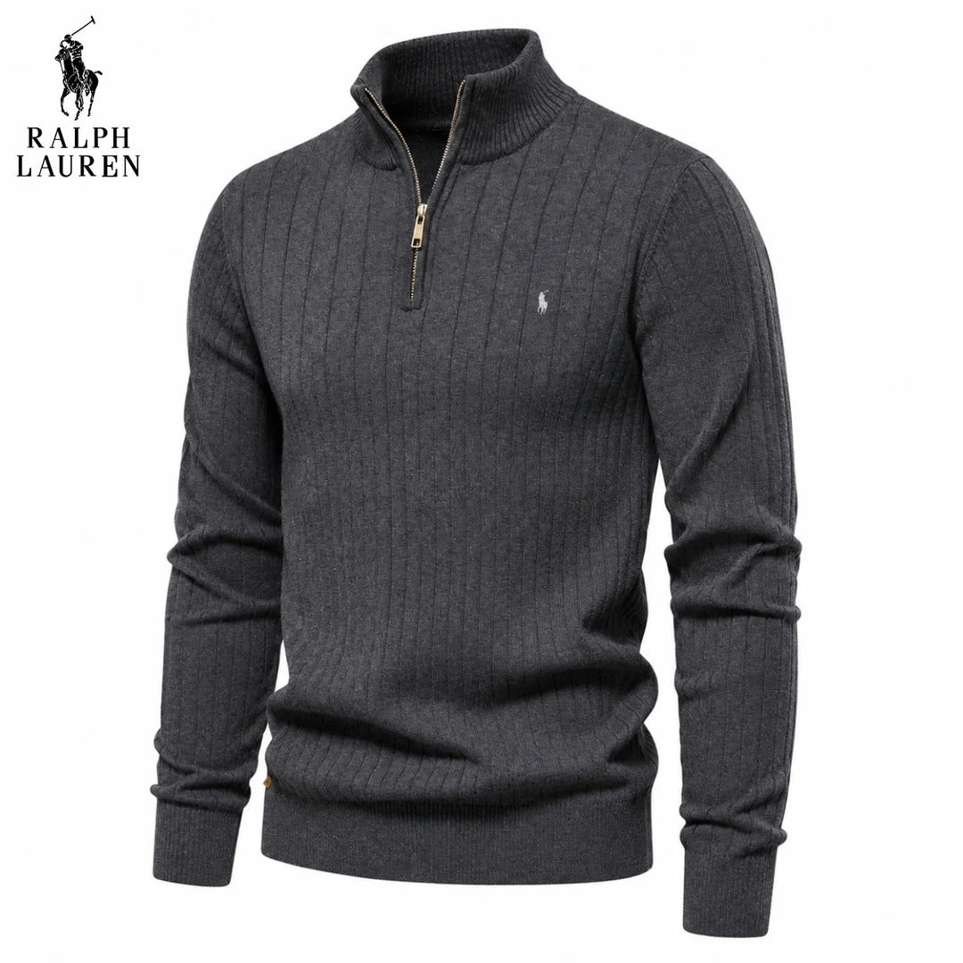 Men’s Elegant Half-Zip Pullover – Casual Long Sleeve Sweater