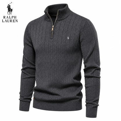 Men’s Elegant Half-Zip Pullover – Casual Long Sleeve Sweater