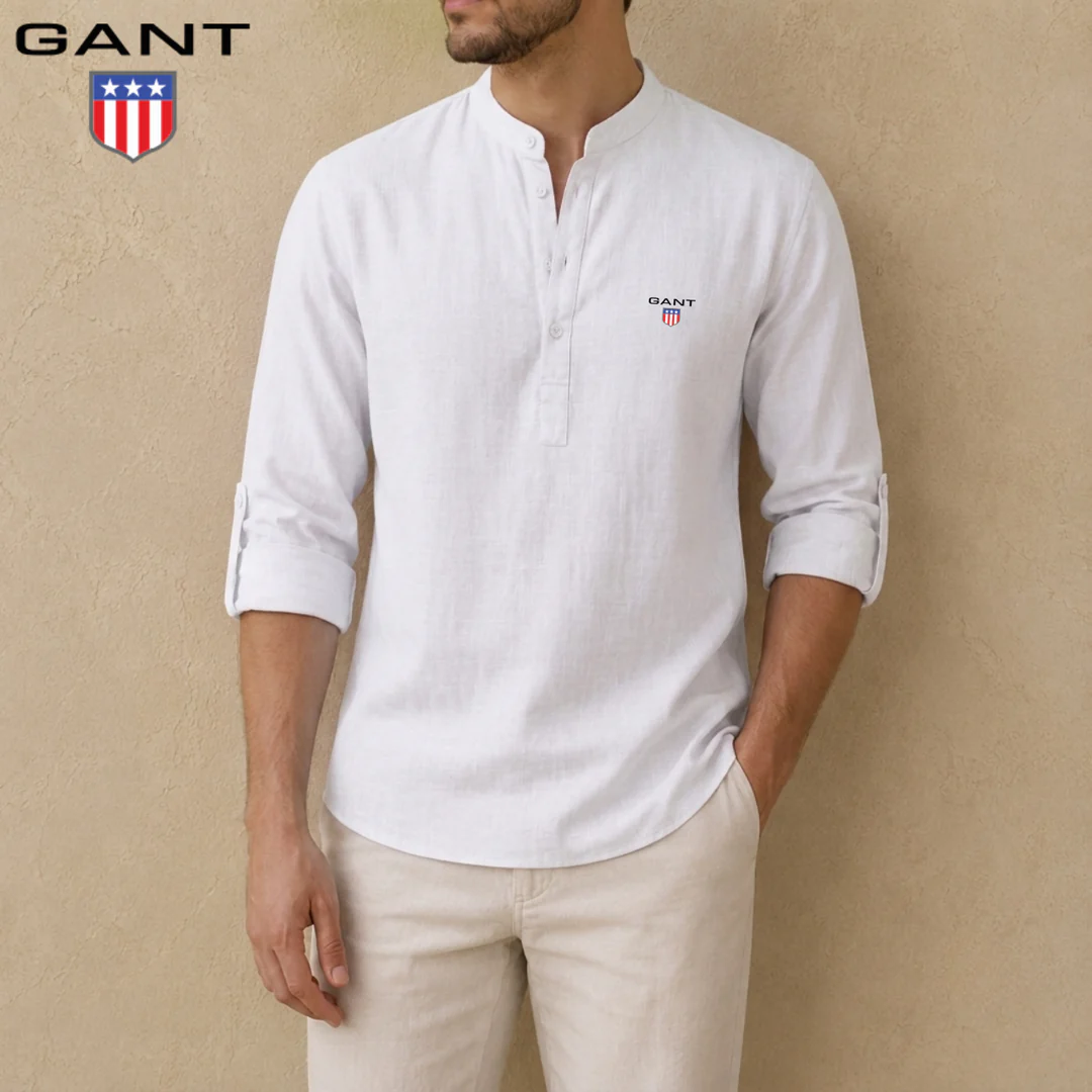 Linen Henley Shirt || Clearance Sale
