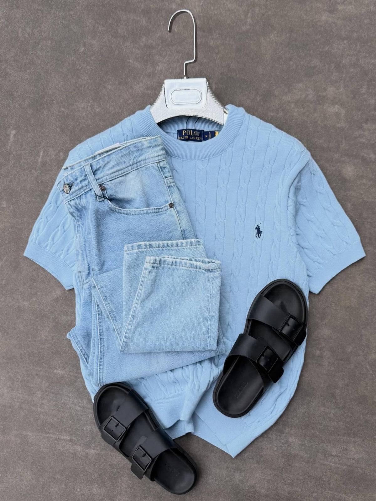 Men’s Premium Cable Knit T-Shirt – Modern Casual Luxury