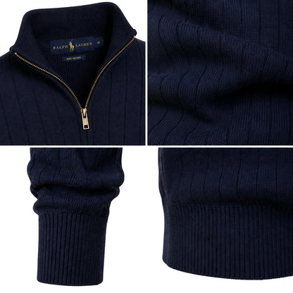 Men’s Elegant Half-Zip Pullover – Casual Long Sleeve Sweater