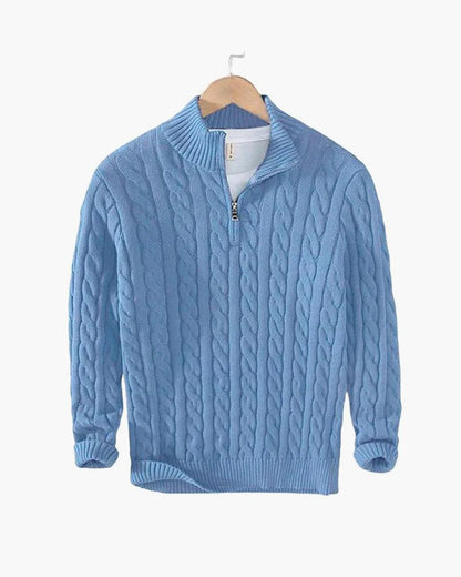 Men’s Premium Cable Knit Half-Zip Sweater – Classic Comfort & Modern Style