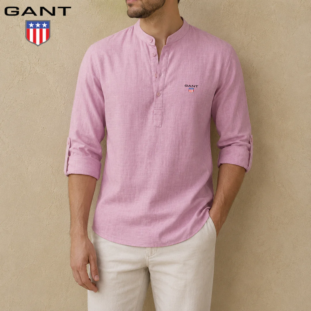 Linen Henley Shirt || Clearance Sale