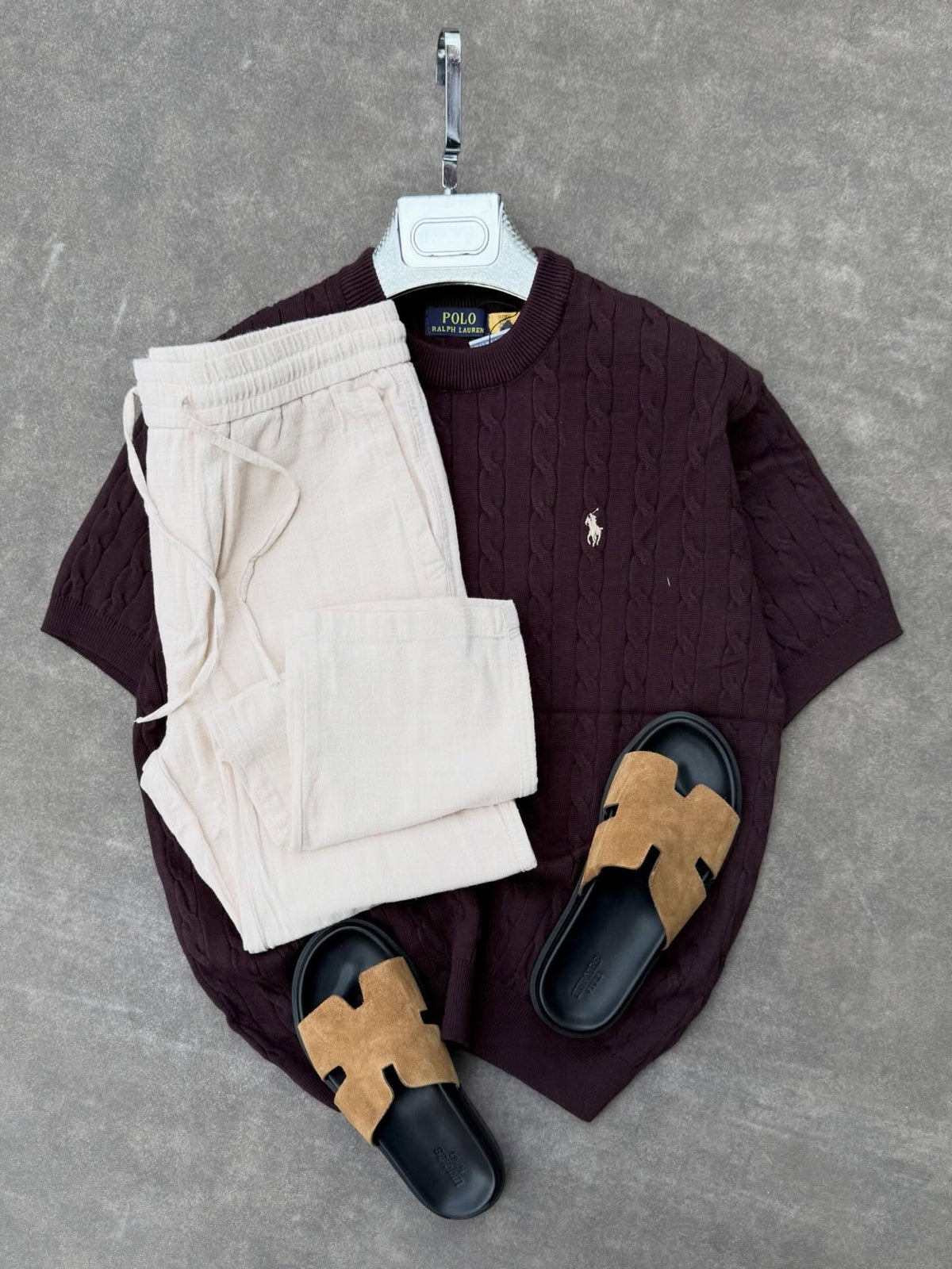 Men’s Premium Cable Knit T-Shirt – Modern Casual Luxury