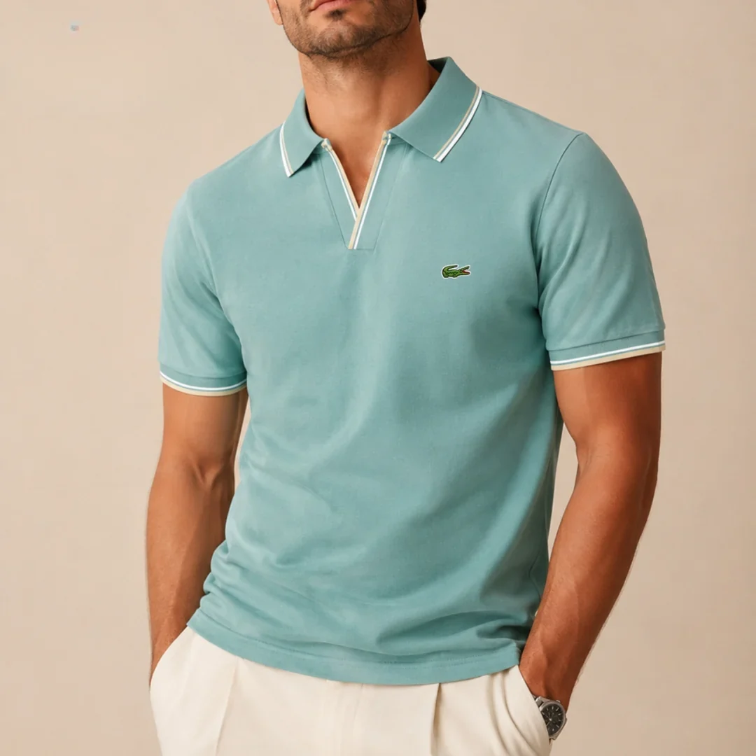 Men’s Premium Contrast Trim Polo Shirt – Short Sleeve Casual Top
