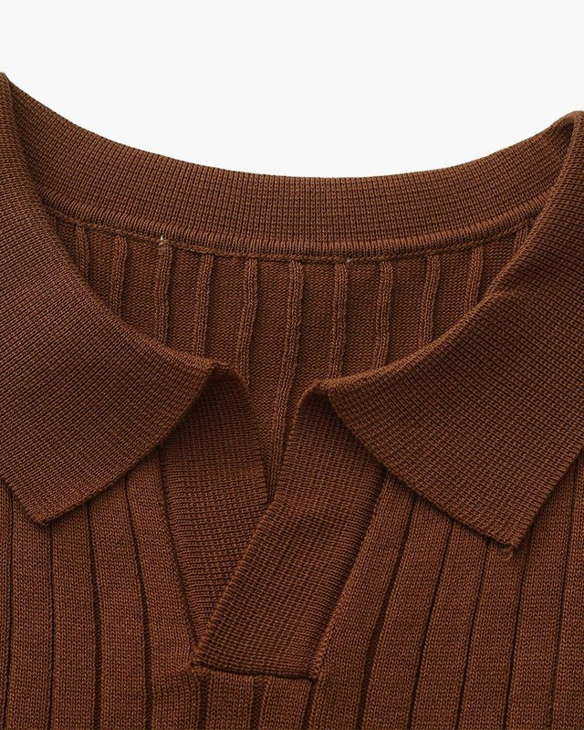 Premium Ribbed Knit Polo Shirt