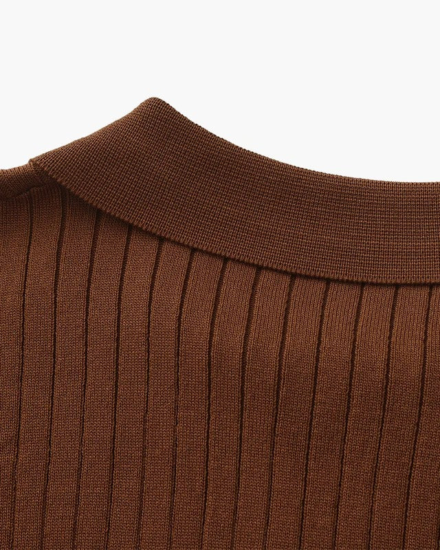 Premium Ribbed Knit Polo Shirt