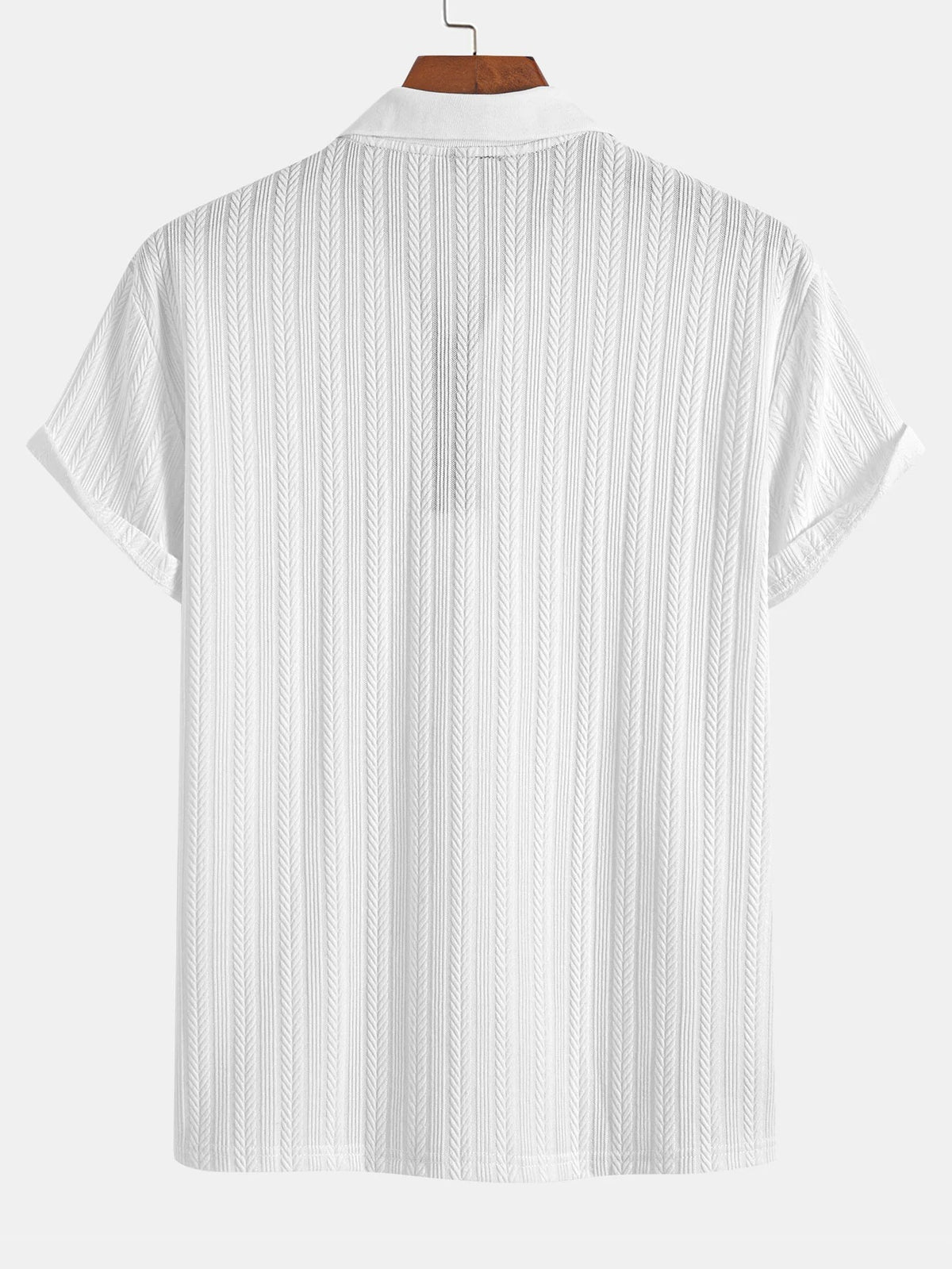 Men’s Textured Zip Polo – Premium Short Sleeve Casual Shirt