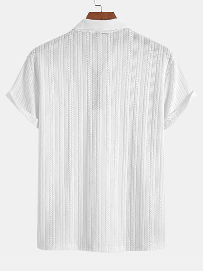 Men’s Textured Zip Polo – Premium Short Sleeve Casual Shirt