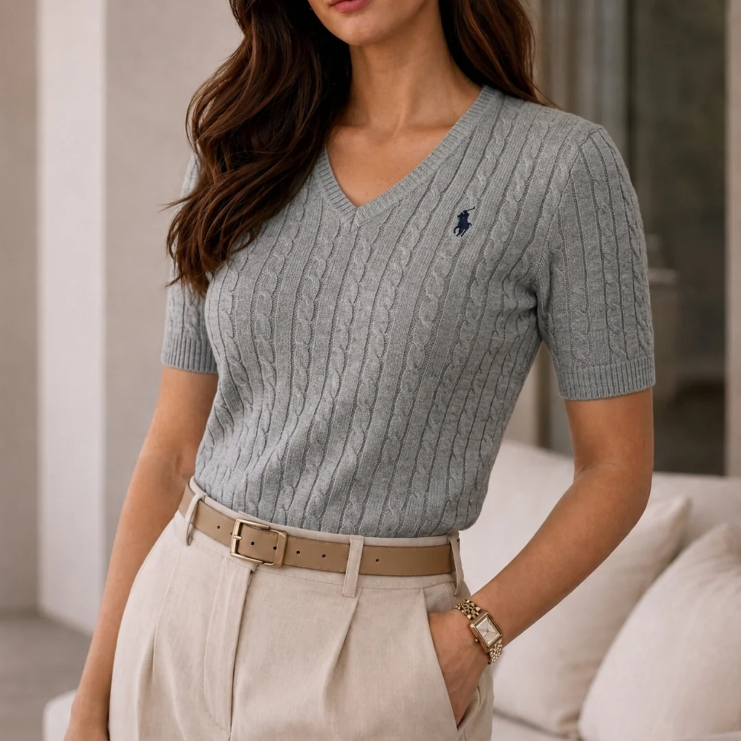 Luxe Knit V-Neck Tee - Clearance Sale