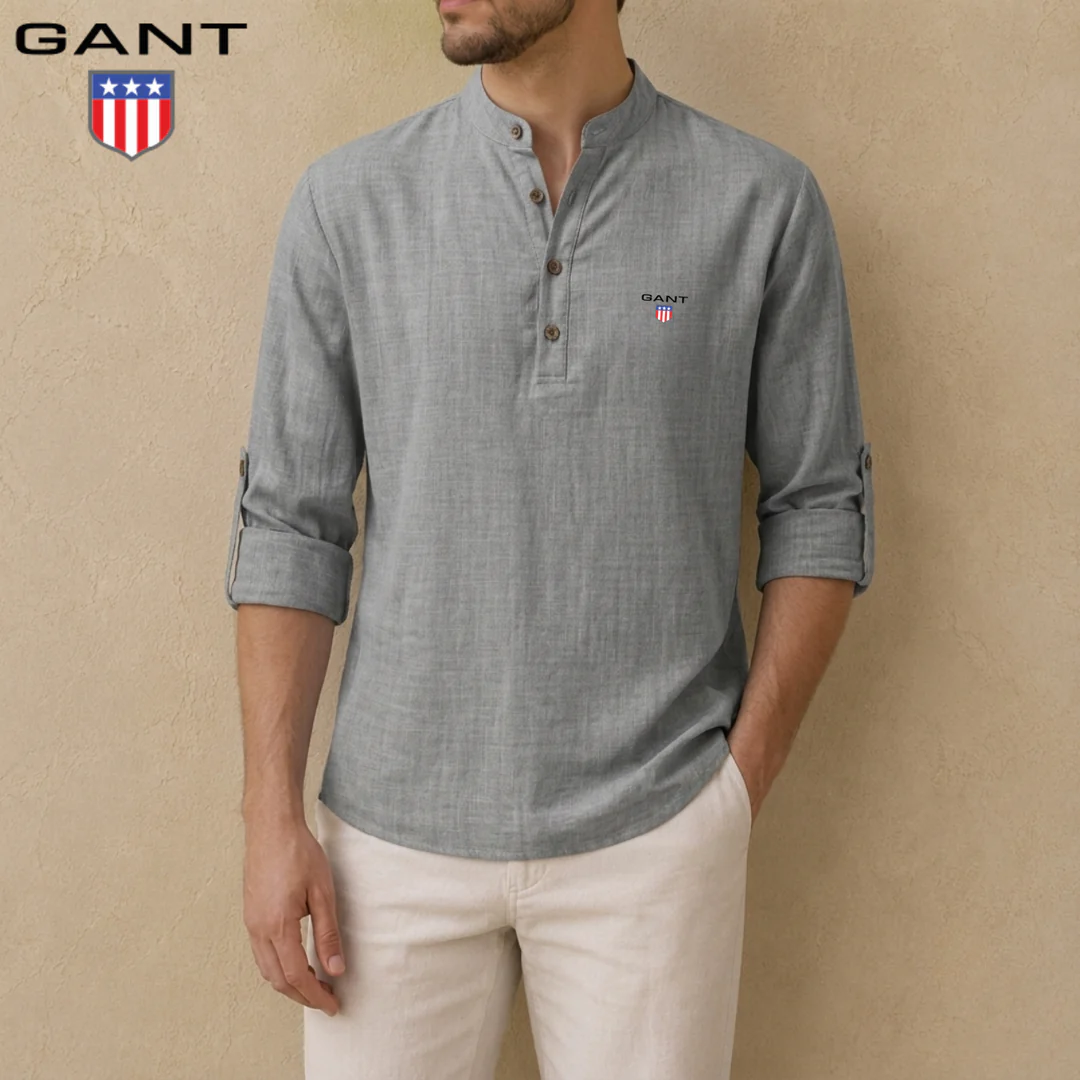 Linen Henley Shirt || Clearance Sale