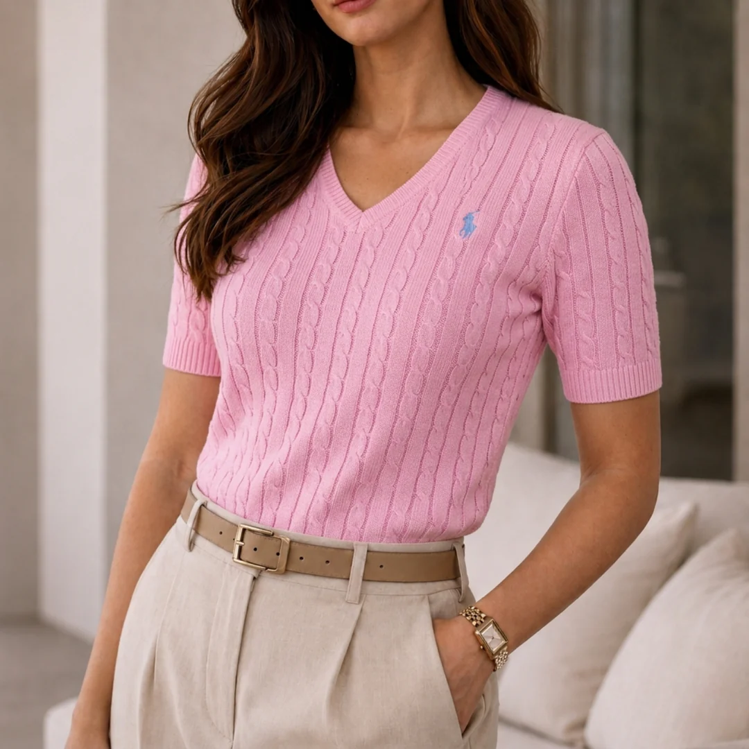 Luxe Knit V-Neck Tee - Clearance Sale