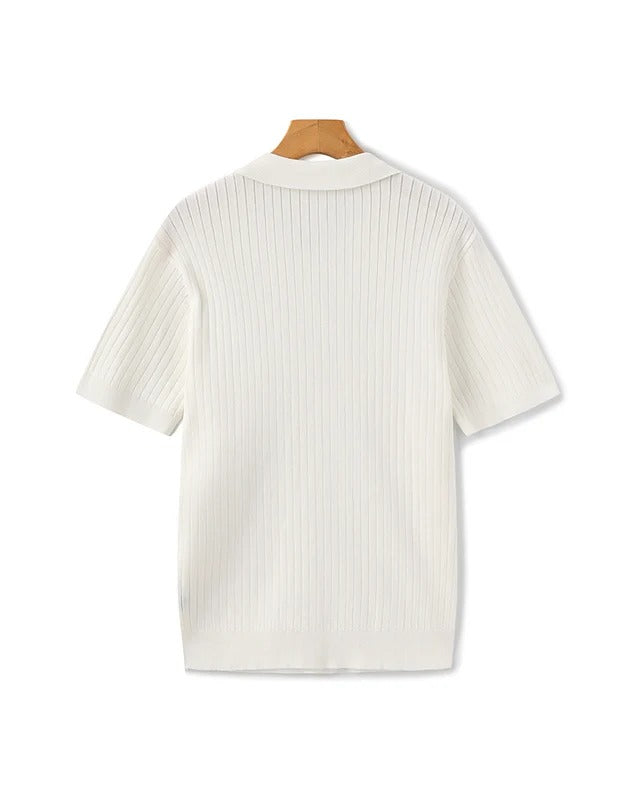 Premium Ribbed Knit Polo Shirt