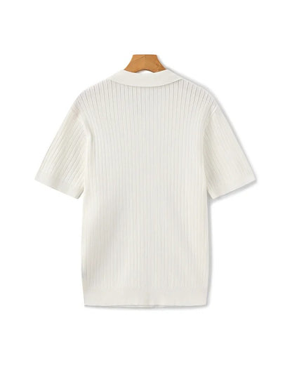 Premium Ribbed Knit Polo Shirt