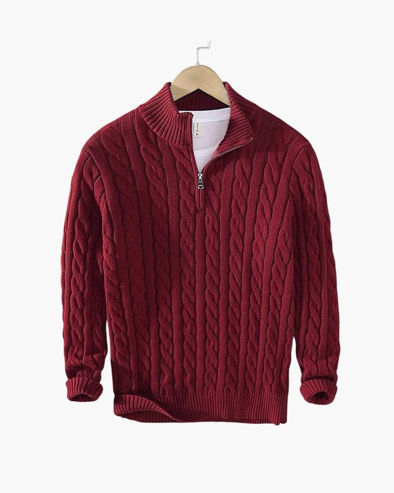 Men’s Premium Cable Knit Half-Zip Sweater – Classic Comfort & Modern Style