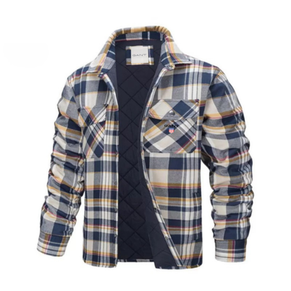Men's quilt-lined plaid flannel shirt jacket – Yellow