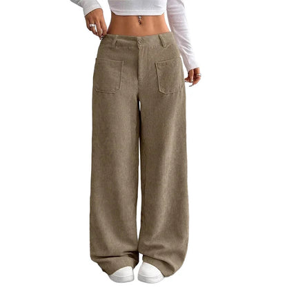 Women's Wide Leg Corduroy Pants – High Waist Casual Trousers