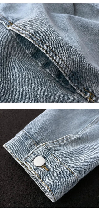 Classic Retro Denim Jacket – Black & Blue