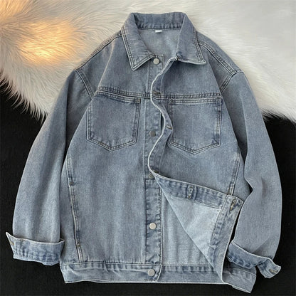 Classic Retro Denim Jacket – Black & Blue