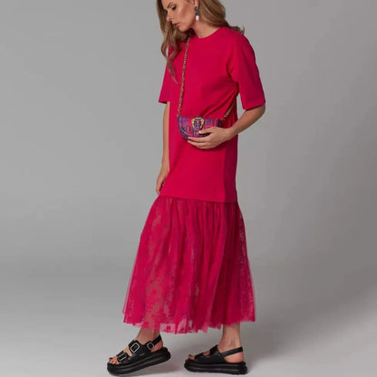 Women’s Cotton T-Shirt Dress with Patchwork Skirt