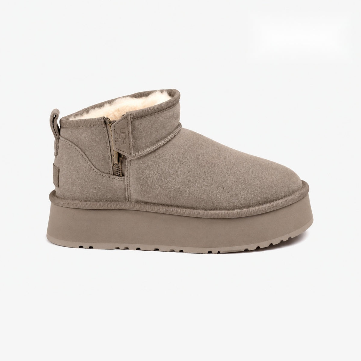 Women's fleece-lined platform mini boots – Gray
