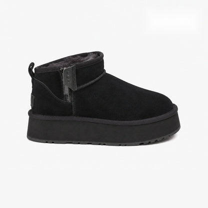 Women's fleece-lined platform mini boots – Black