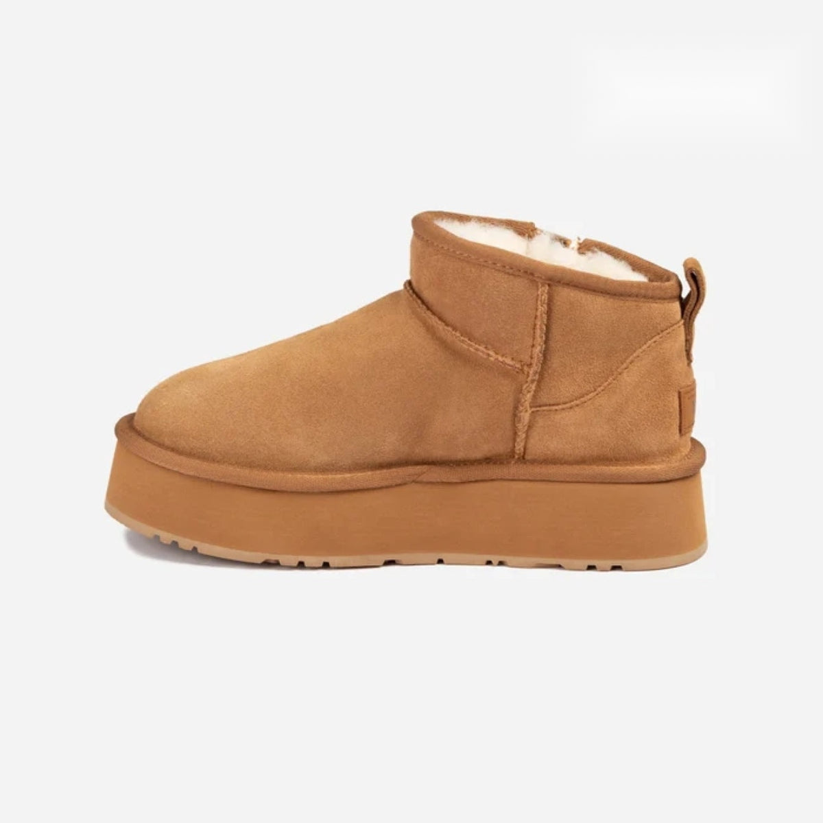 Women's fleece-lined platform mini boots – Camel