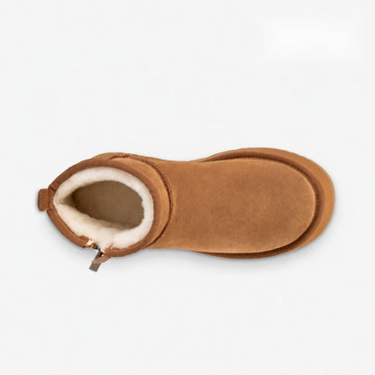 Women's fleece-lined platform mini boots – Camel